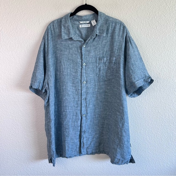 Cubavera Men’s Classic Two-Tone Linen Short Sleeve Button Down Shirt - Picture 1 of 8